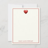 rood en crème gingham met hart notitiekaartje (Voorkant)