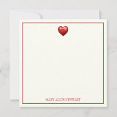 rood en crème gingham met hart notitiekaartje (Voorkant)