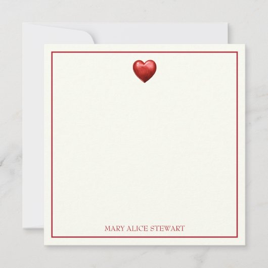 rood en crème gingham met hart notitiekaartje (Voorkant)