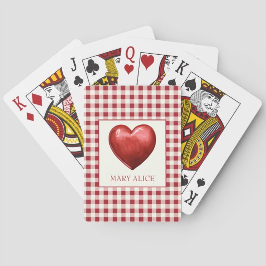 rood en crème gingham met hart pokerkaarten (Achterkant)