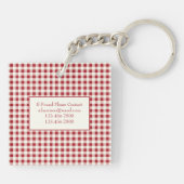 rood en crème gingham met hart sleutelhanger (Achterkant)