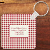 rood en crème gingham met hart sleutelhanger (Achterkant)