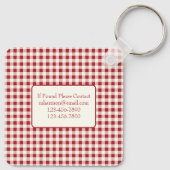 rood en crème gingham met hart sleutelhanger (Achterkant)