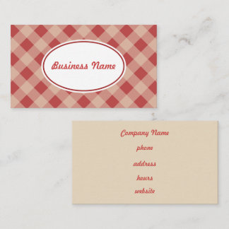 Rood en Crème Gingham Visitekaartje