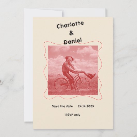 Rood en crème moderne minimalistische leuke retro  kaart (Voorkant)