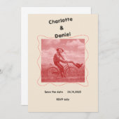 Rood en crème moderne minimalistische leuke retro  kaart (Voorkant / Achterkant)