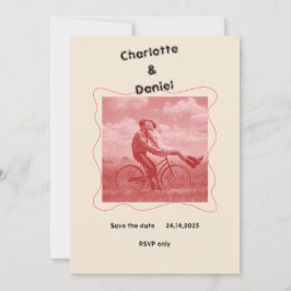 Rood en crème moderne minimalistische leuke retro kaart