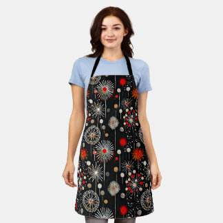 Rood en crème op Black Feestelijke Retro Schort