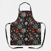 Rood en crème op Black Feestelijke Retro Schort (Voorkant)