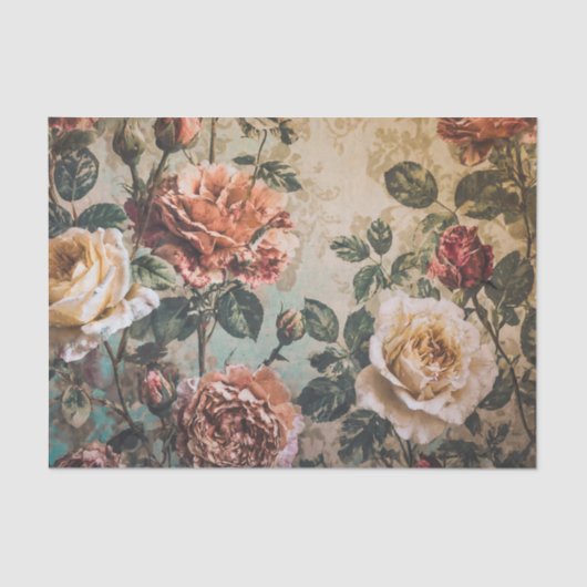 Rood en Crème Rozen Tissue Paper Tissuepapier (Voorkant)