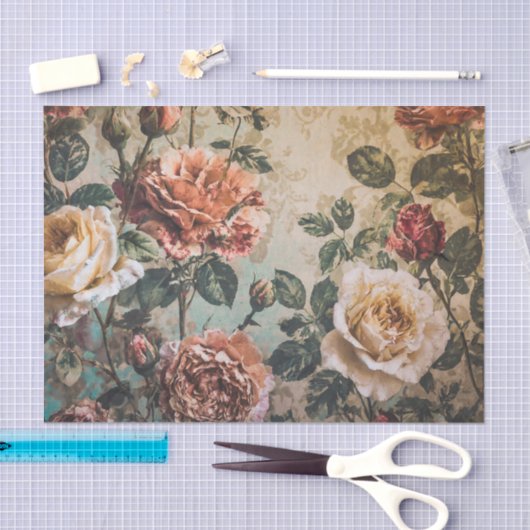 Rood en Crème Rozen Tissue Paper Tissuepapier (Craft)