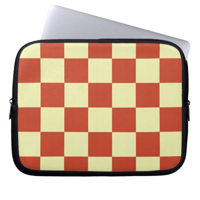 Rood- en crèmecontrole laptop sleeve (Voorkant)
