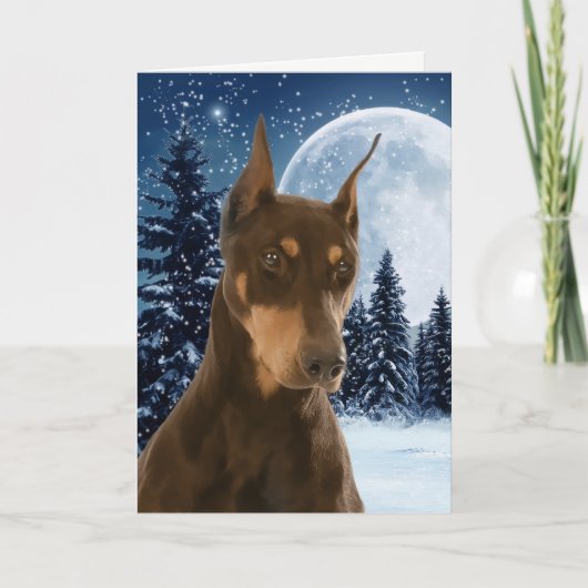 Rood en de Kerstkaart van Doberman van de Roest Feestdagen Kaart (Voorkant)