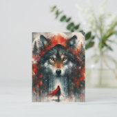 Rood en de wolf briefkaart (Staand voorkant)