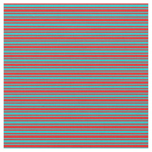 Rood en donker Turquoise Striped/Lined Pattern Stof (Close Up)