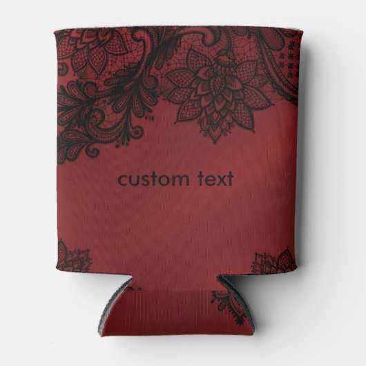 Rood- en donkerdonkerbruine elastische Romance Blikjeskoeler (Voorkant)