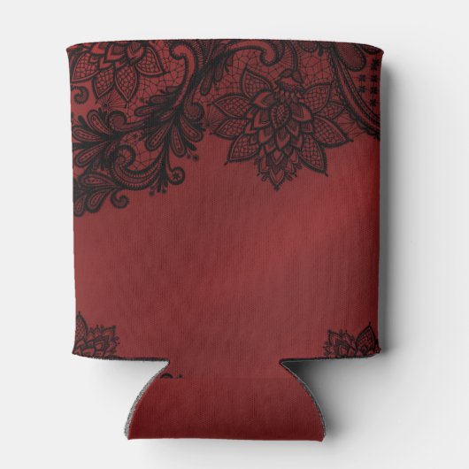 Rood- en donkerdonkerbruine elastische Romance Blikjeskoeler (Achterkant)