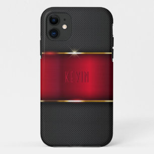 Rood en donkergrijs namaak metaaldesign Case-Mate iPhone case