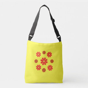 Rood en donkerrood op felgeel crossbody tas