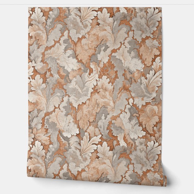 Rood en Earth Tone Abstract tapijt Behang (Afrollen)