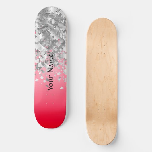 Rood en faux glitter skateboard (Voorkant)