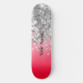 Rood en faux glitter skateboard (Voorkant)