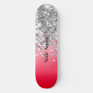Rood en faux glitter skateboard