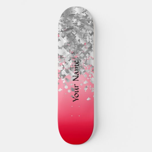 Rood en faux glitter skateboard (Voorkant)