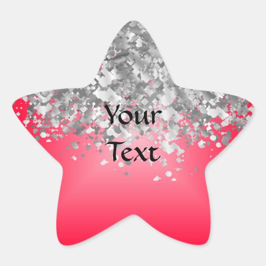 Rood en faux glitter ster sticker (Voorkant)