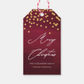 Rood en Faux Gold Merry Christmas Script Gift Labe Cadeaulabel (Voorkant)