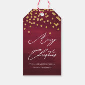 Rood en Faux Gold Merry Christmas Script Gift Labe Cadeaulabel (Achterkant)