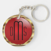 Rood en Faux metallisch goud met monogram Sleutelhanger (Achterkant)