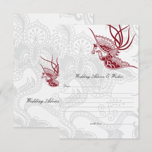 Rood- en Floral-huwelijksadvieskaarten Advieskaart (Voorkant / Achterkant)