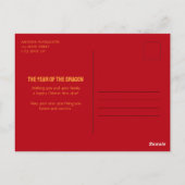 Rood en Geel 2024 Draak Chinees Nieuwjaar Briefkaart (Achterkant)