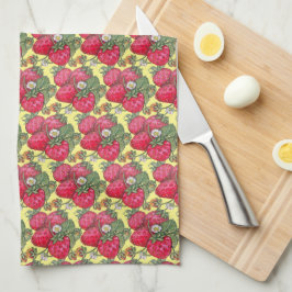  Rood en Geel Aardbeien Vruchtpatroonluik Theedoek