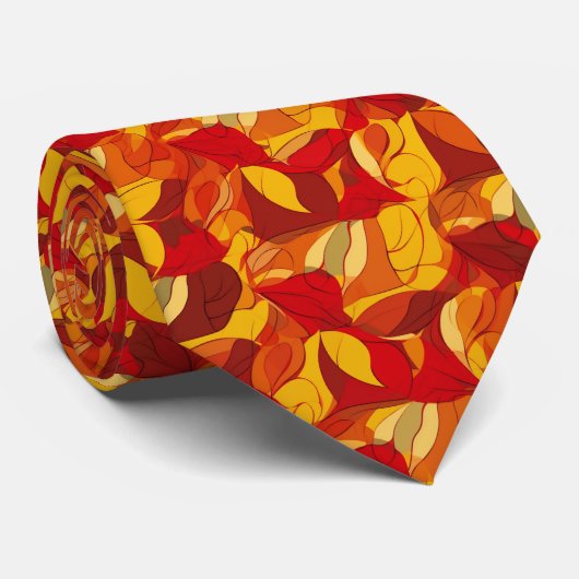 Rood en geel abstract vormpatroon stropdas (Opgerold)