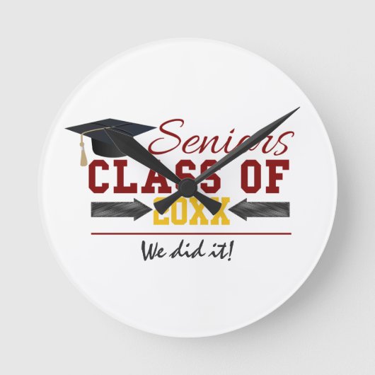 Rood en geel Afstuderen Ronde Klok (Voorkant)