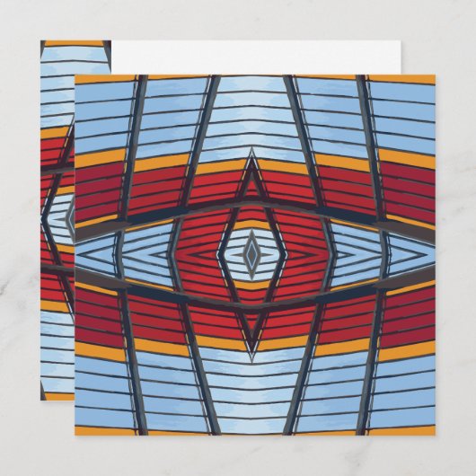 Rood en geel architectonisch detail Opmerking Kaar Feestdagenkaart (Voorkant / Achterkant)