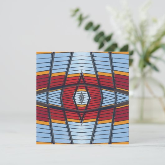 Rood en geel architectonisch detail Opmerking Kaar Feestdagenkaart (Staand voorkant)