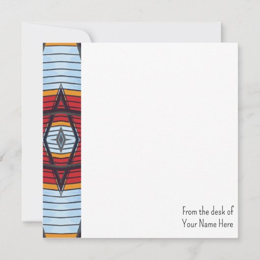 Rood en geel architectonisch detail Opmerking Kaar Feestdagenkaart (Achterkant)