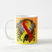 Rood- en Geel Awareness Ribbon met Wings Koffiemok (Links)