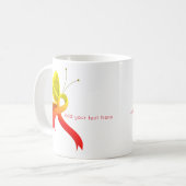 Rood en geel bewustzijn lintvlinder koffiemok (Voorkant links)