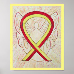 Rood en geel bewustzijn Ribbon Angel Poster