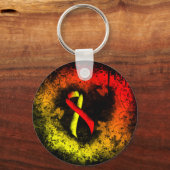 Rood- en Geel bewustzijn Ribbon Grunge Heart Sleutelhanger (Voorkant)