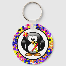 Rood- en Geel bewustzijn Ribbon Penguin Sleutelhanger