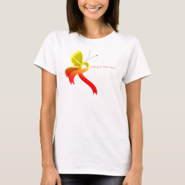 Rood en Geel Bewustzijnslint Vlinder T-shirt
