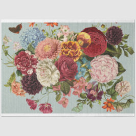 Rood en geel - bloemen-boeket decoupage tissuepapier