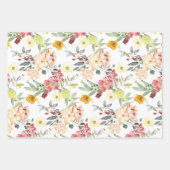 Rood en Geel Bloemmotief Inpakpapier Vel (Voorkant 3)