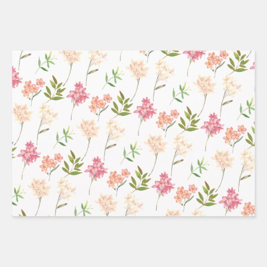 Rood en Geel Bloemmotief Inpakpapier Vel (Voorkant 2)