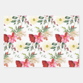 Rood en Geel Bloemmotief Inpakpapier Vel (Voorkant)